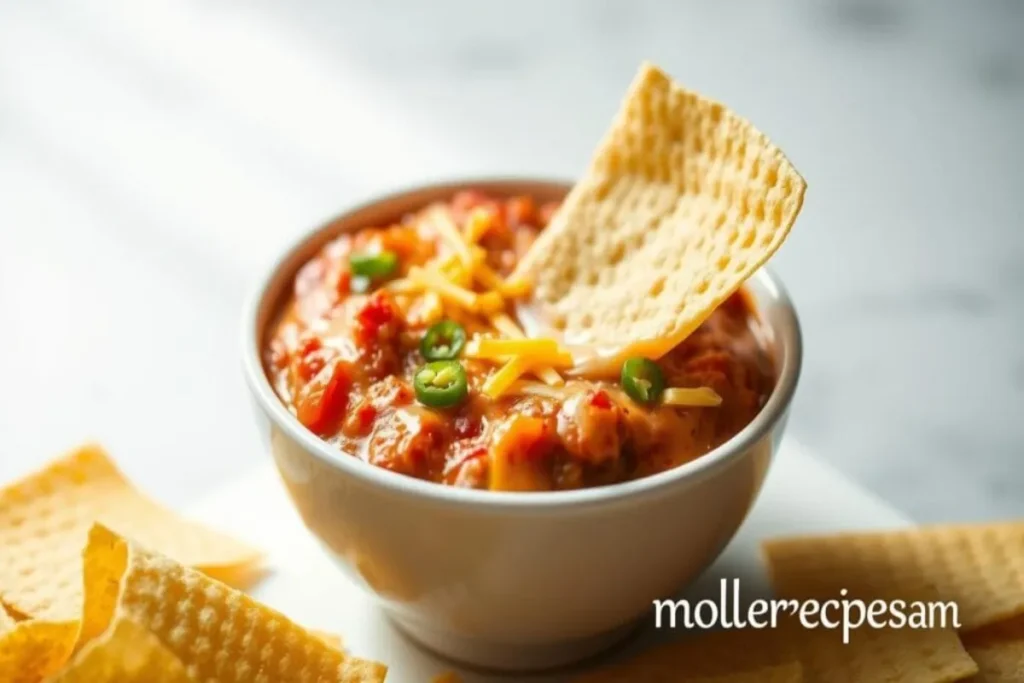 best rotel dip Ingredients for Rotel dip: Velveeta cheese, Rotel diced tomatoes, and seasoned ground beef, ready to be combined into a delicious dip.